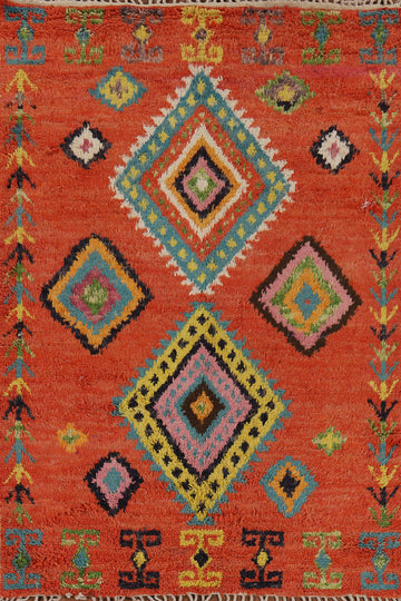 Orange Moroccan Oriental Area Rug 6x10