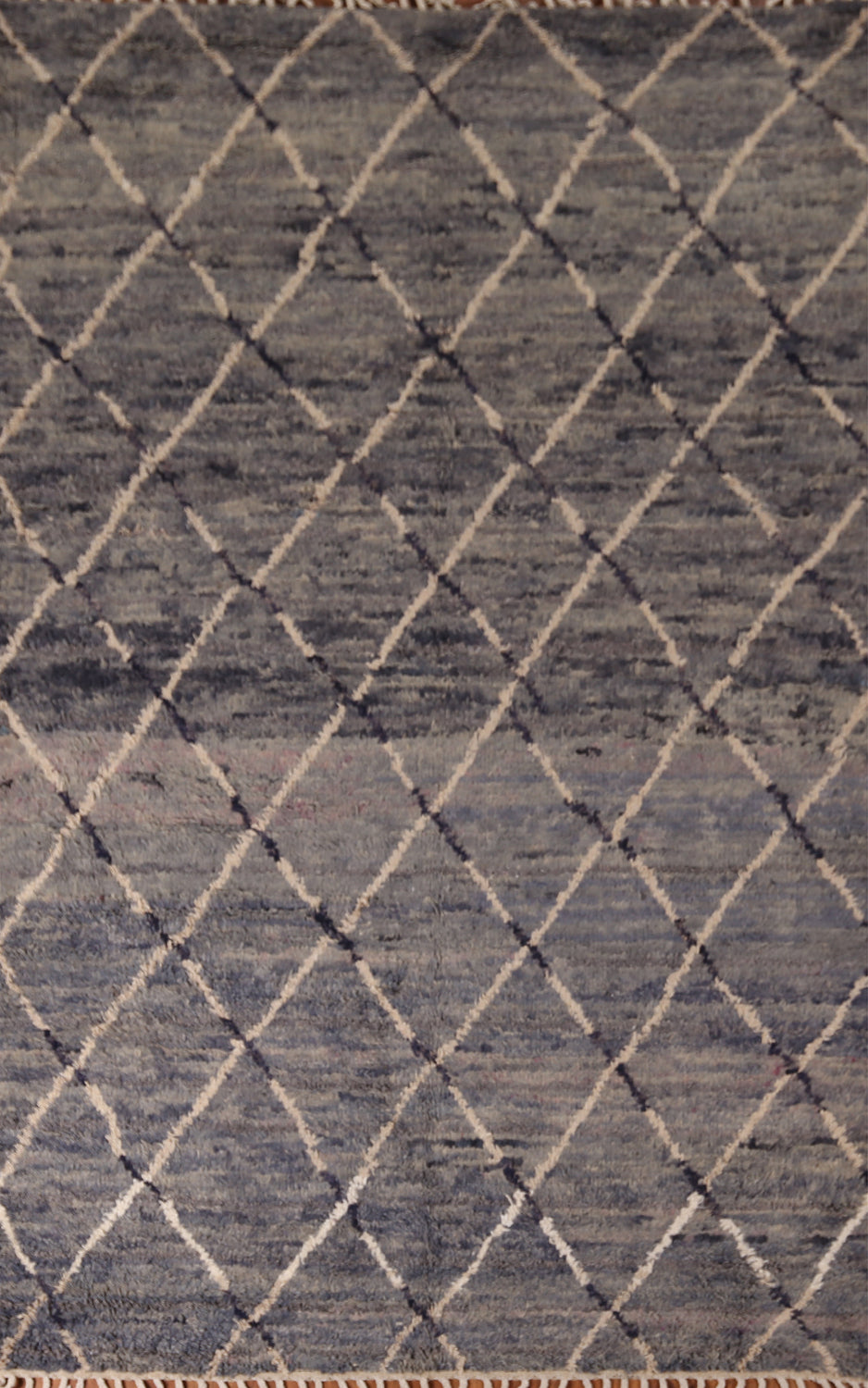 Grays & Blues Trellis Moroccan Wool Area Rug 6x10