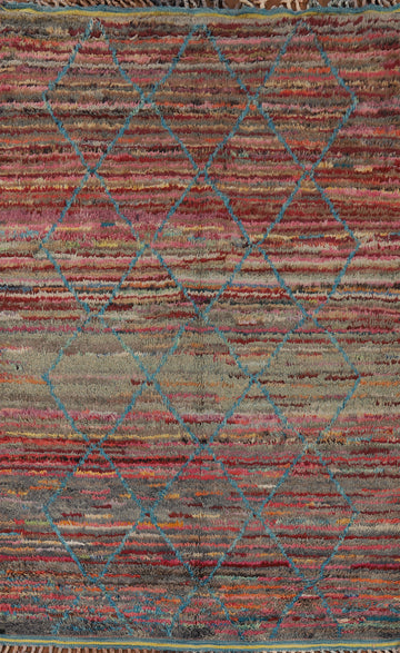 Striped Trellis Moroccan Area Rug 6x10