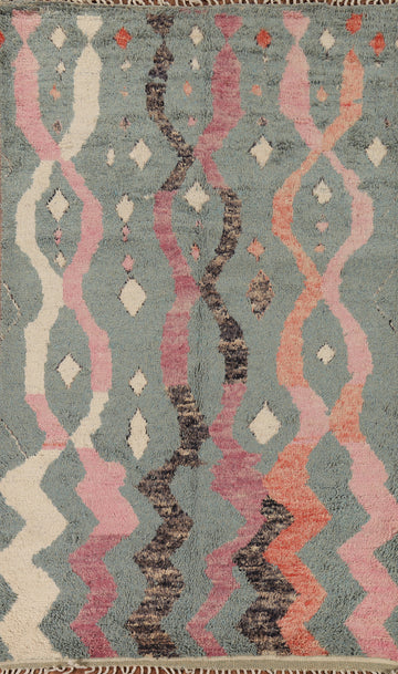 Handmade Wool Moroccan Oriental Area Rug 6x11