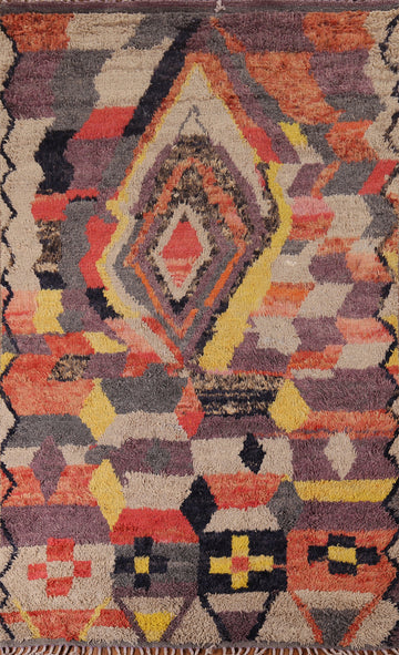 Colorful Plush Moroccan Abstract Area Rug 6x10