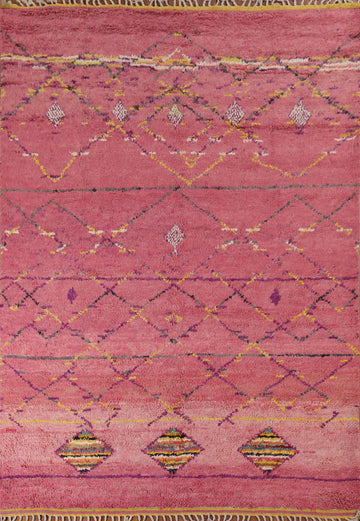 Handmade Pink Plush Moroccan Wool Area Rug 8x11