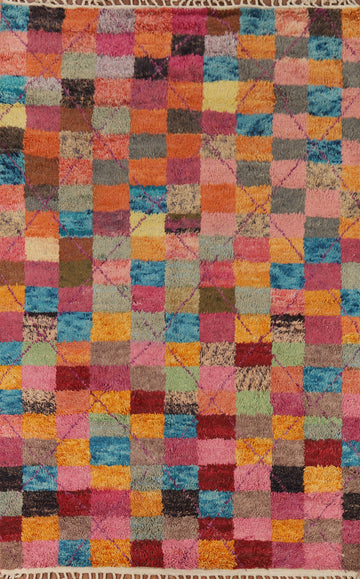 Checkered Plush Moroccan Oriental Area Rug 7x11
