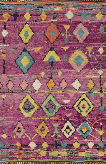 Purple Geometric Plush Moroccan Wool Area Rug 6x10