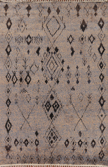 Geometric Wool Moroccan Oriental Area Rug 7x11