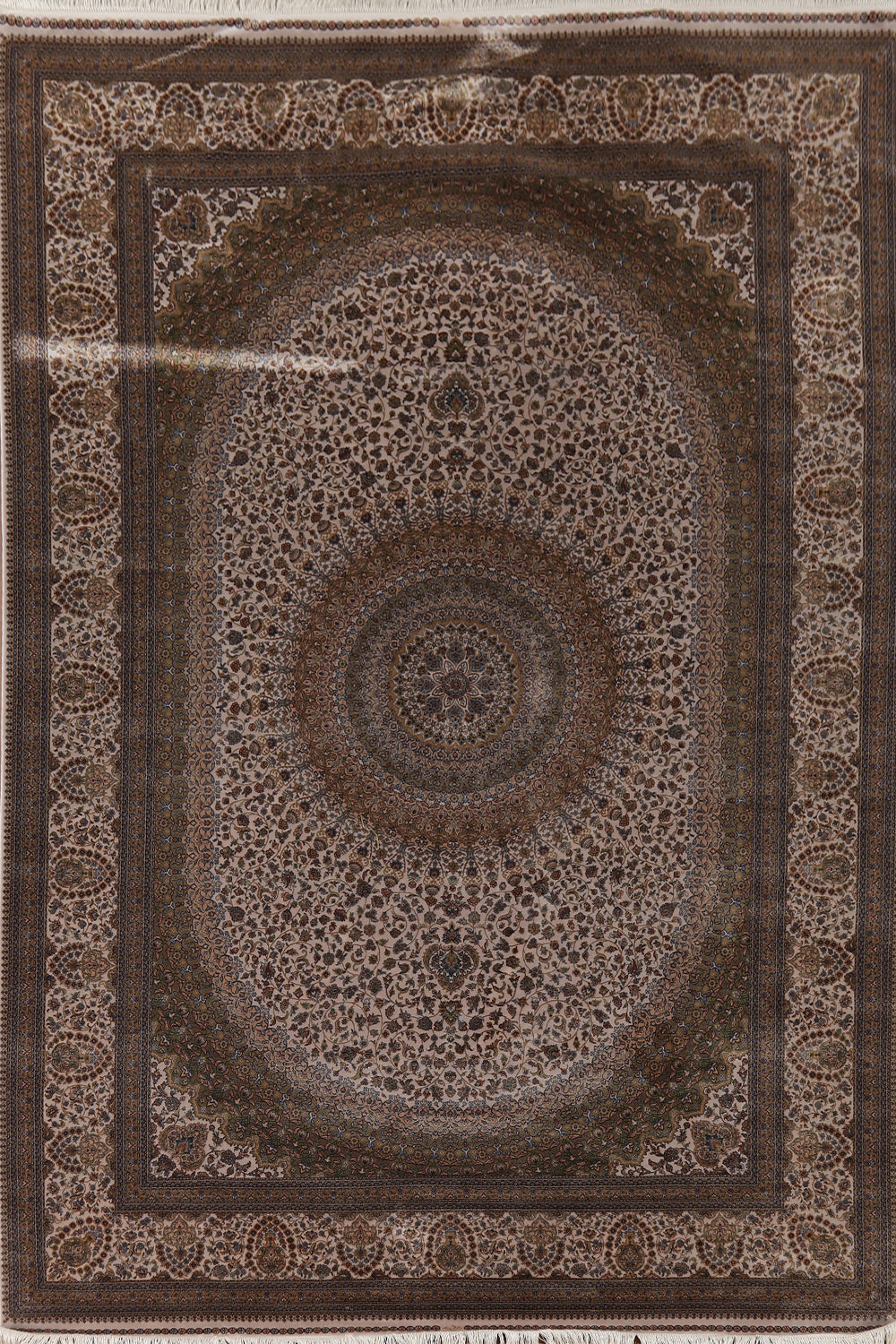 Traditional Silk Qum Turkish Area Rug 7x10