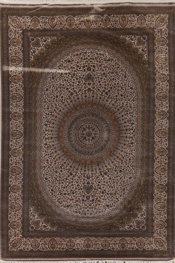 Traditional Silk Qum Turkish Area Rug 7x10