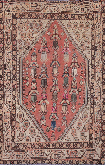 Pink Geometric Mahal Persian Rug 4x6