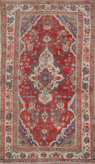 Handmade Wool Red Mahal Persian Rug 3x6