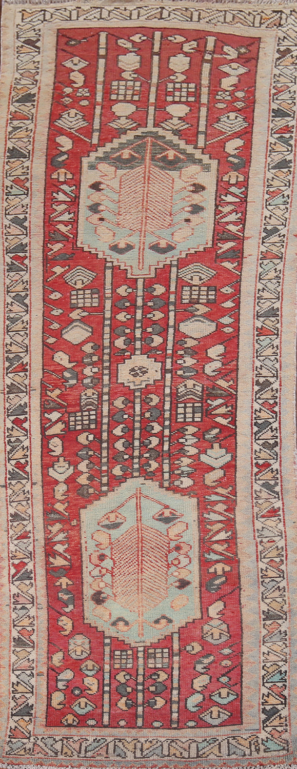 Geometric Red Hamedan Persian Runner Rug 3x10