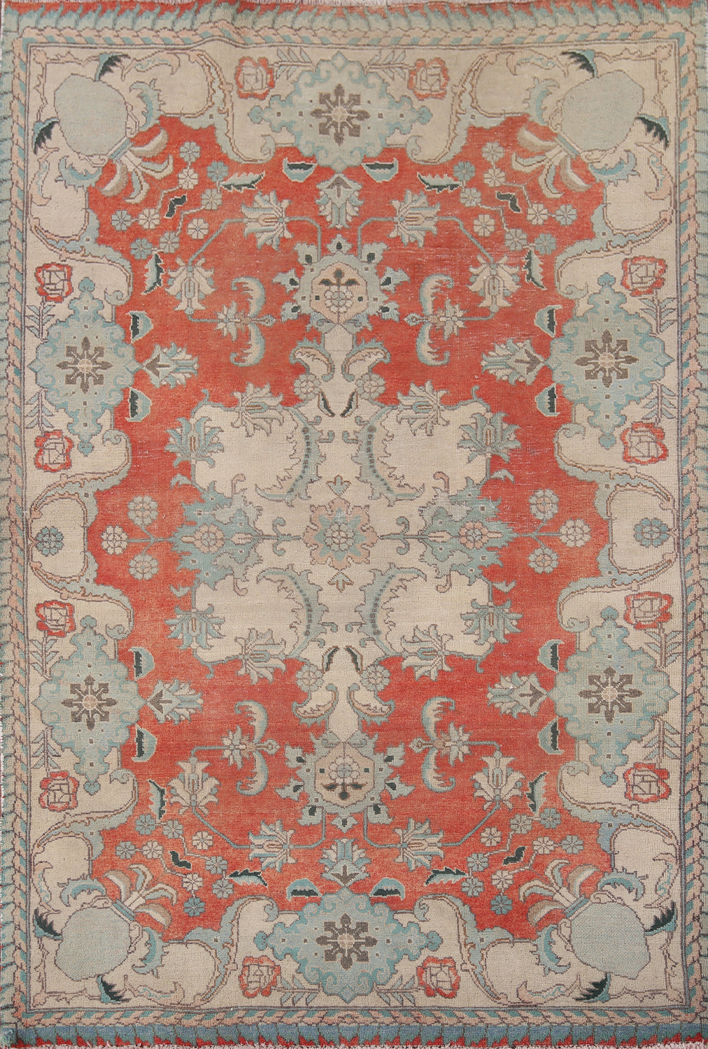 Distressed Wool Kashmar Persian Rug 5x6