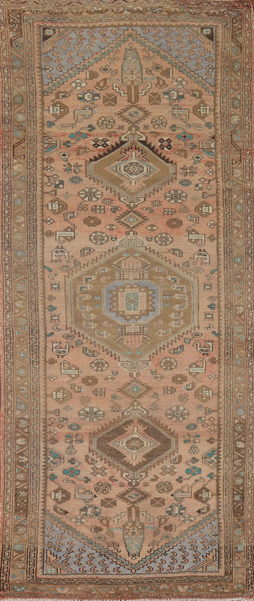 Geometric Wool Hamedan Persian Runner Rug 3x9