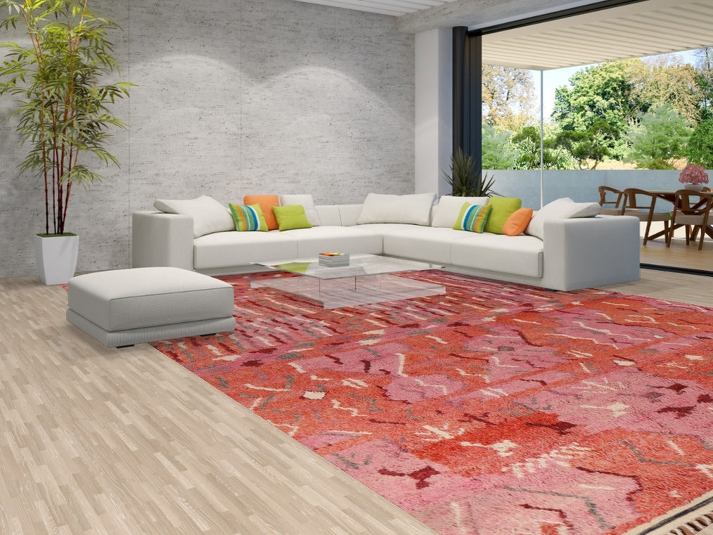 Orange & Pink Moroccan Large Rug 12x18