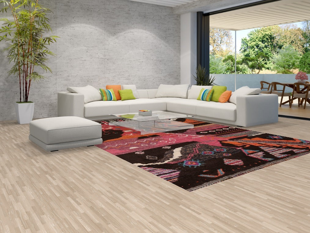 Abstract Plush Moroccan Wool Area Rug 9x13