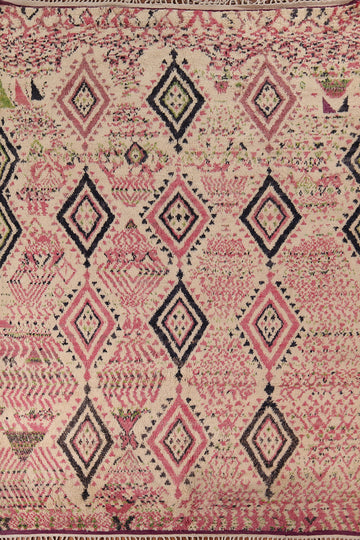 Beige & Pink Moroccan Oriental Area Rug 9x13