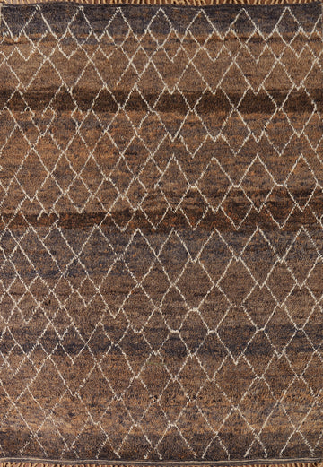 All-Over Brown Moroccan Wool Area Rug 8x11