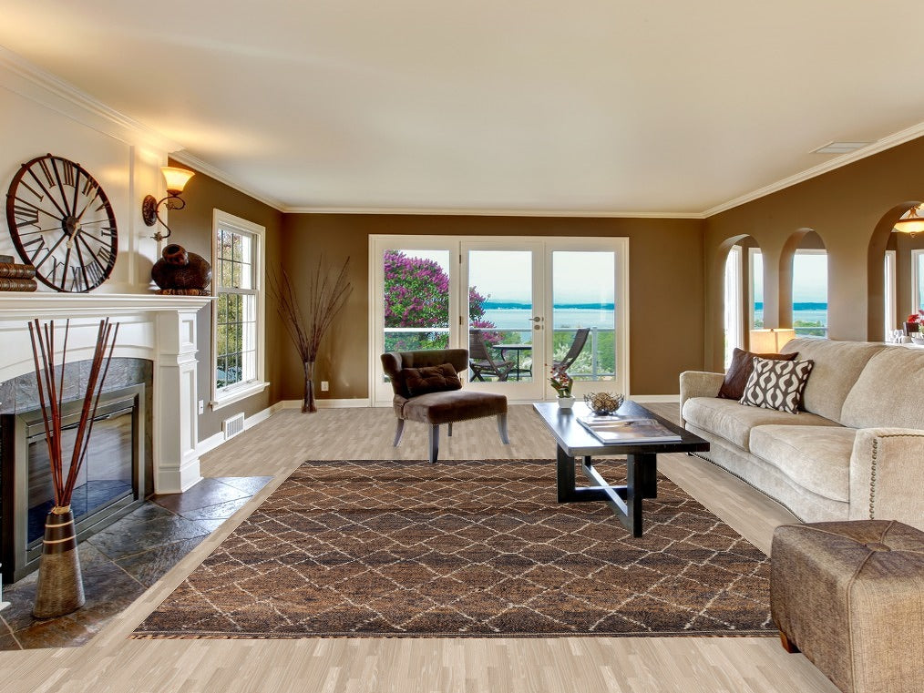 All-Over Brown Moroccan Wool Area Rug 8x11