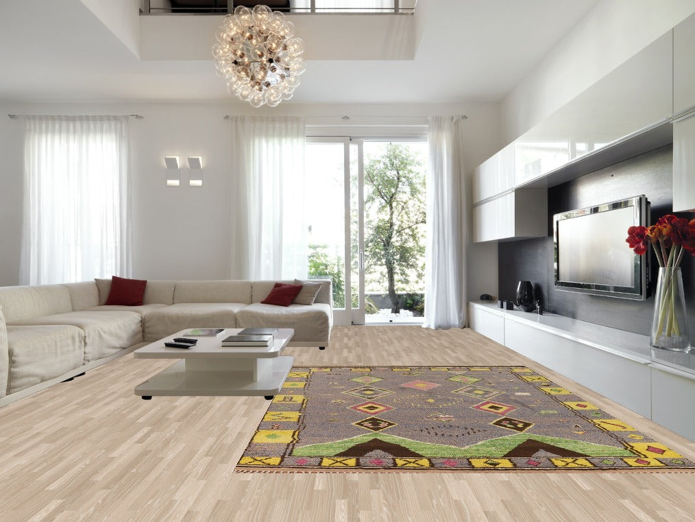 Gray Plush Geometric Moroccan Area Rug 9x13