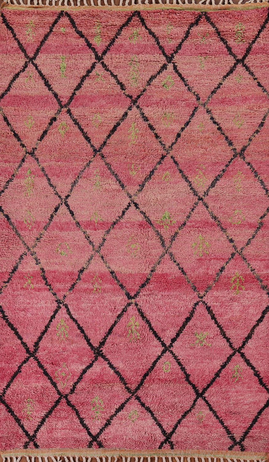 Pink Trellis Plush Moroccan Area Rug 5x9