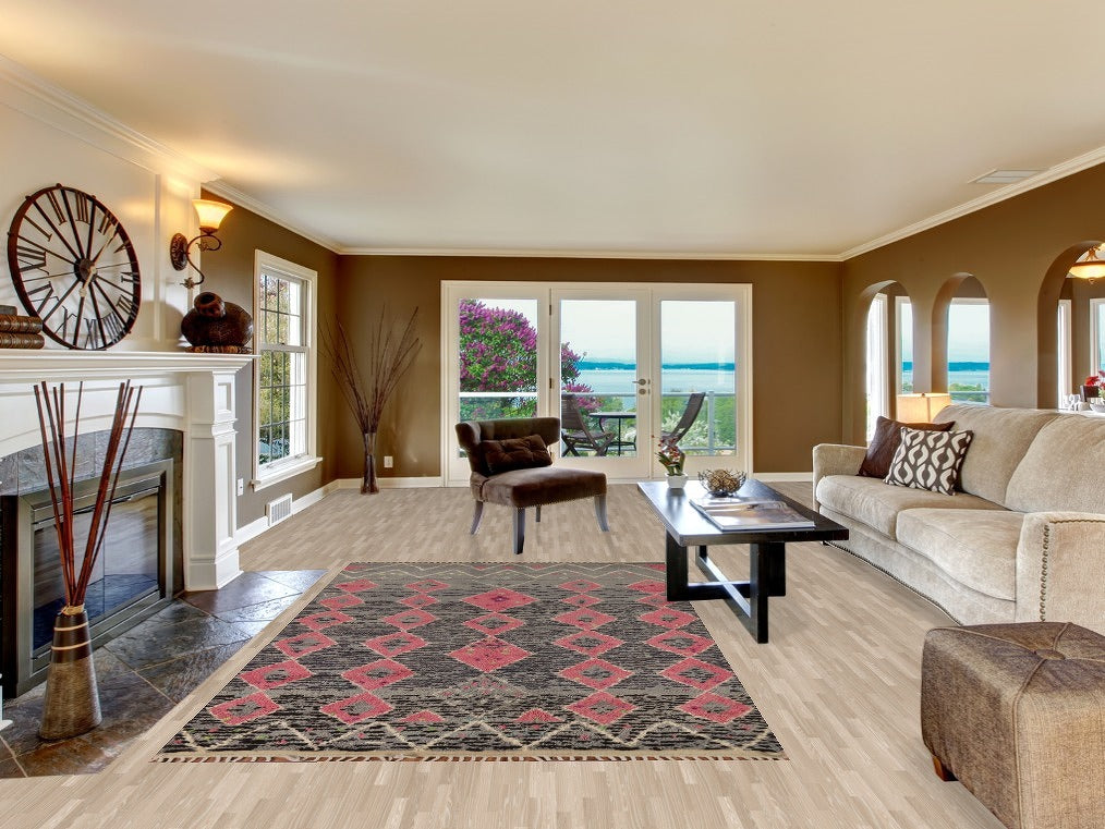 All-Over Geometric Moroccan Wool Area Rug 6x10