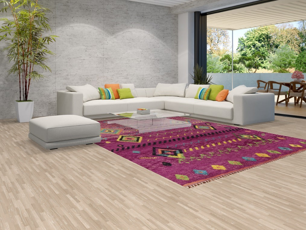 Purple Wool Moroccan Oriental Area Rug 9x12