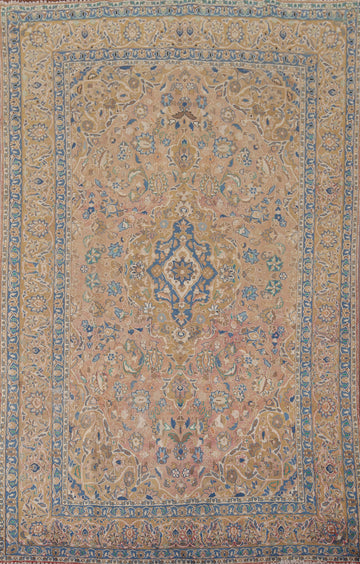 Handmade Floral Mashad Persian Area Rug 6x10