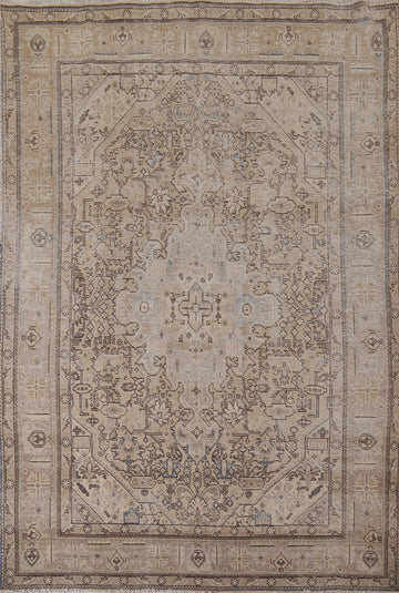 Distressed Wool Tabriz Persian Area Rug 6x9