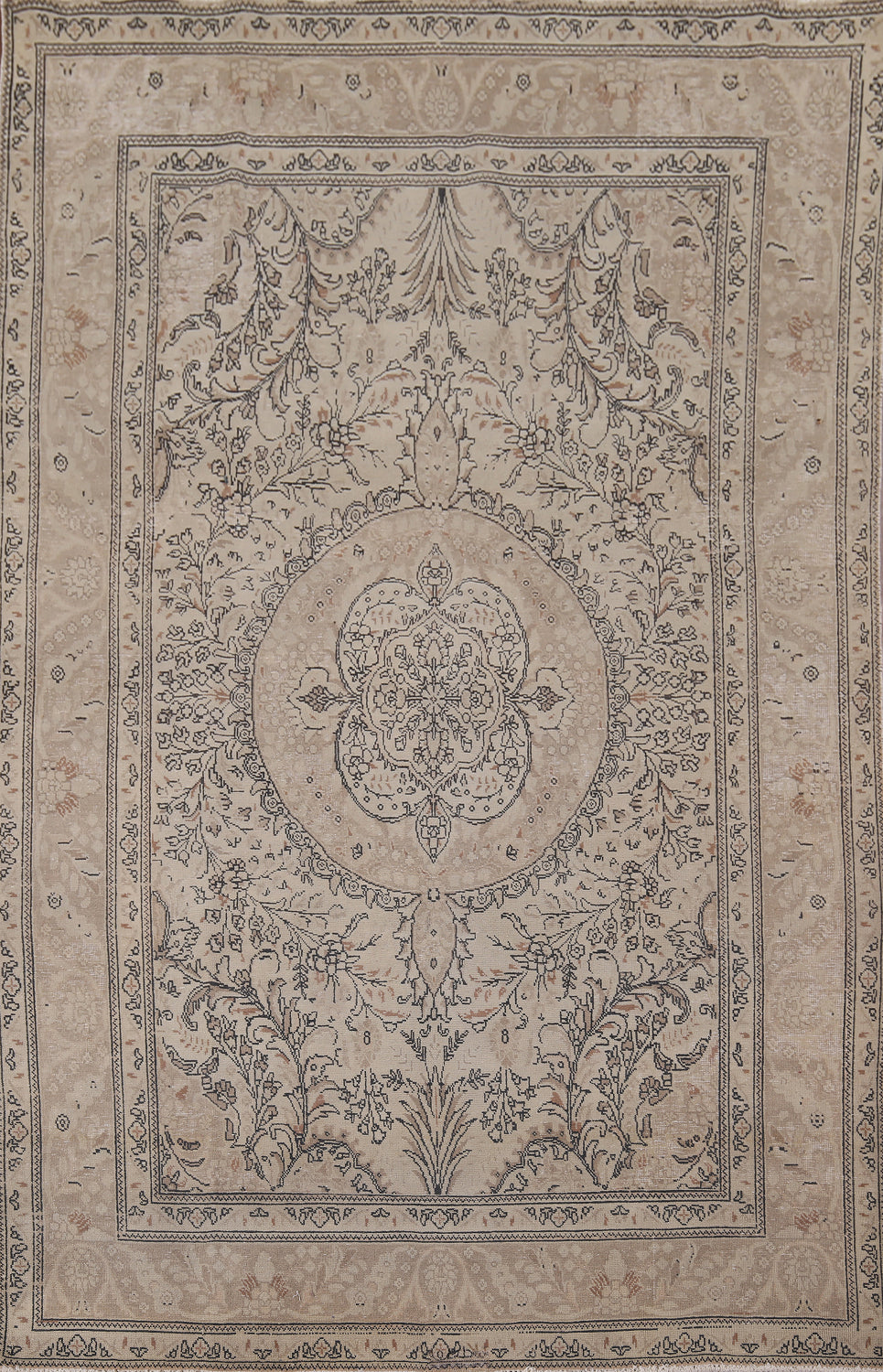 Distressed Wool Floral Tabriz Persian Area Rug 7x10