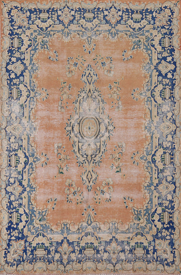Distressed Wool Kerman Persian Area Rug 6x9