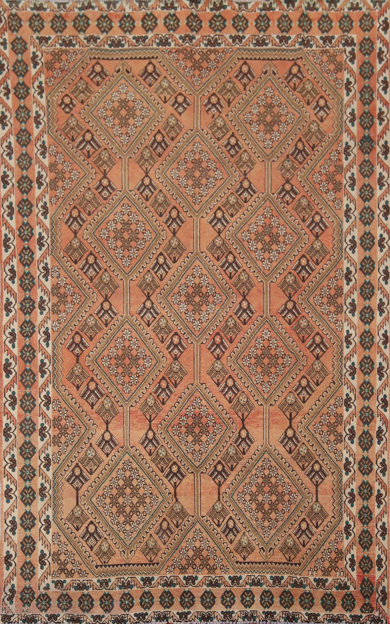 Vintage Geometric Bakhtiari Persian Area Rug 6x10