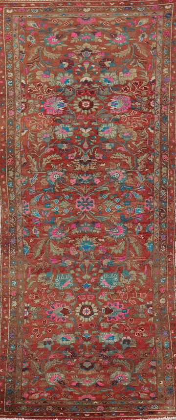 Orange Floral Hamedan Persian Runner Rug 3x11