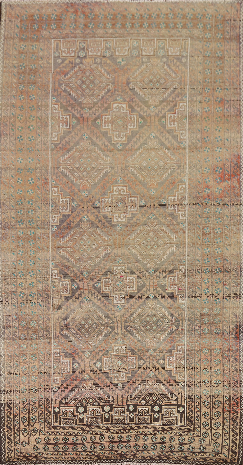 Distressed Wool Balouch Persian Living Room Rug 5x11