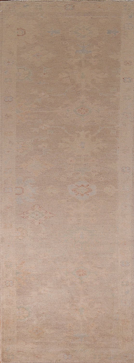 Earth Tone Wool Oushak Turkish Runner Rug 3x11