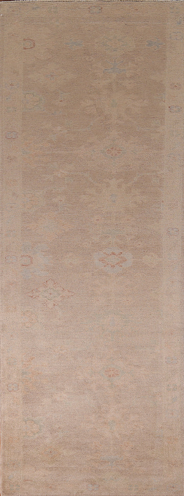 Earth Tone Wool Oushak Turkish Runner Rug 3x11