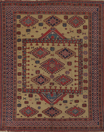 Antique Wool Kazak Vegetable Dye Area Rug 8x9
