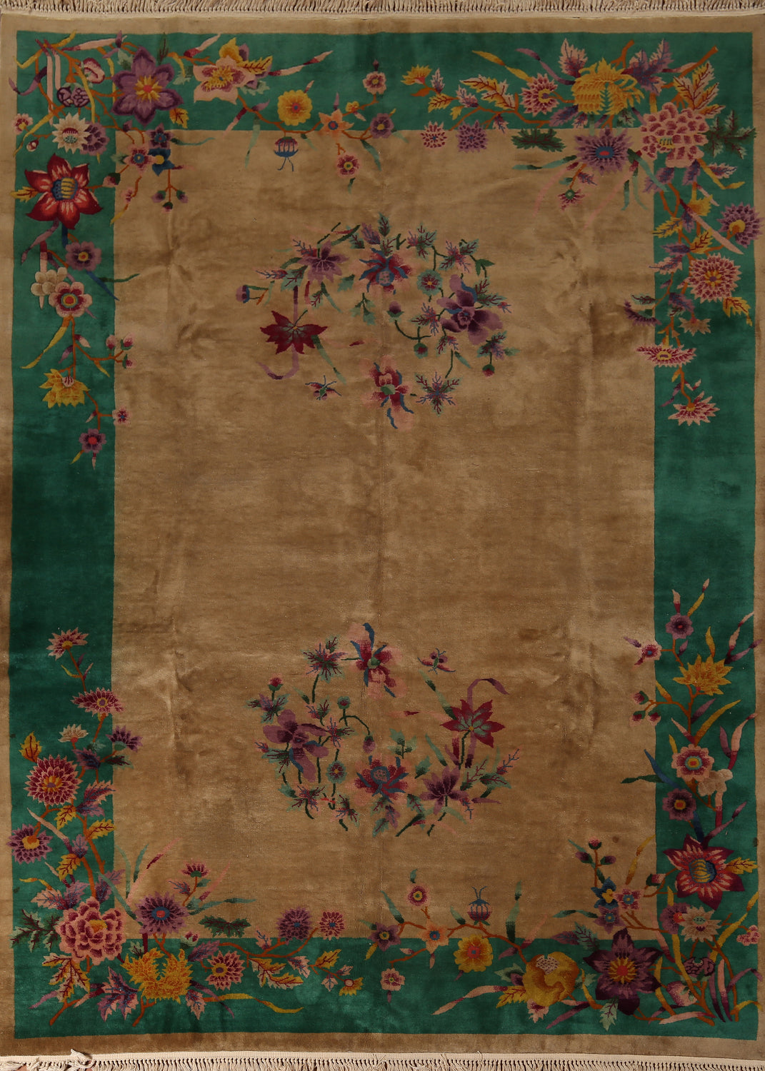 Vegetable Dye Art Deco Chinese Area Rug 9x12