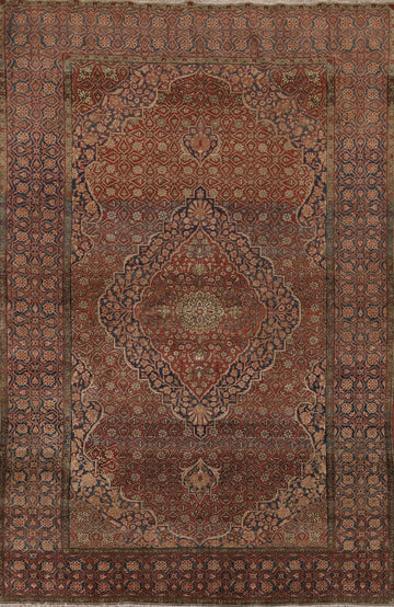 Pre-1900 Vegetable Dye Kashan Mohtasham Persian Rug 4x6