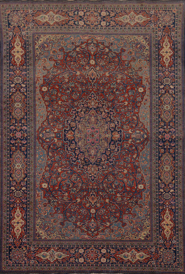 Pre-1900 Vegetable Dye Kashan Mohtasham Persian Rug 4x7