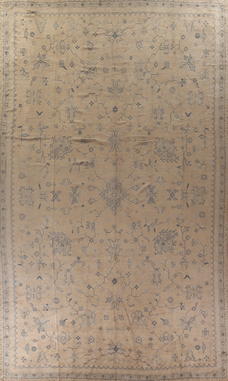 Pre-1900 Vegetable Dye Oushak Turkish Large Rug 12x19