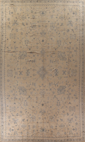 Pre-1900 Vegetable Dye Oushak Turkish Large Rug 12x19