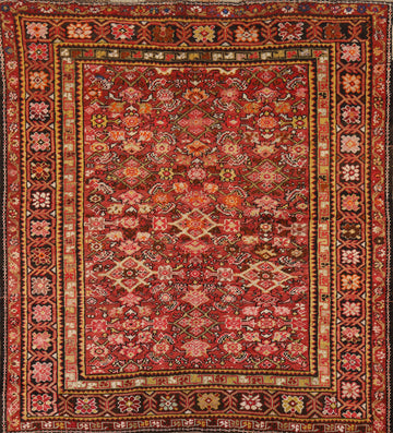 Antique Vegetable Dye Sultanabad Square Persian Rug 5x5