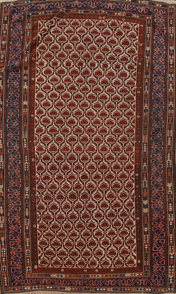 Pre-1900 Antique Vegetable Dye Shirvan Persian Area Rug 5x9