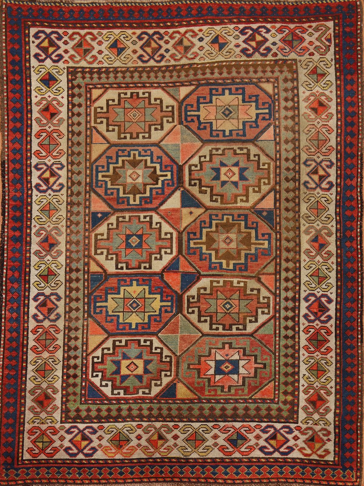 Pre-1900 Antique Kazak Vegetable Dye Accent Rug 4x6