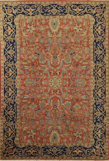 Vintage Orange Floral Tabriz Persian Rug 4x6