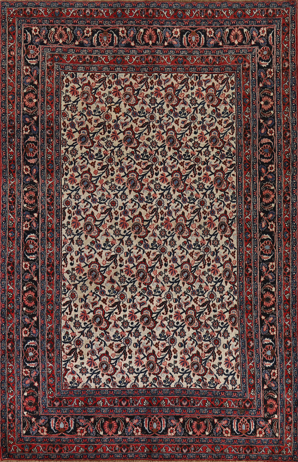 Vegetable Dye Floral Mashad Persian Area Rug 7x10
