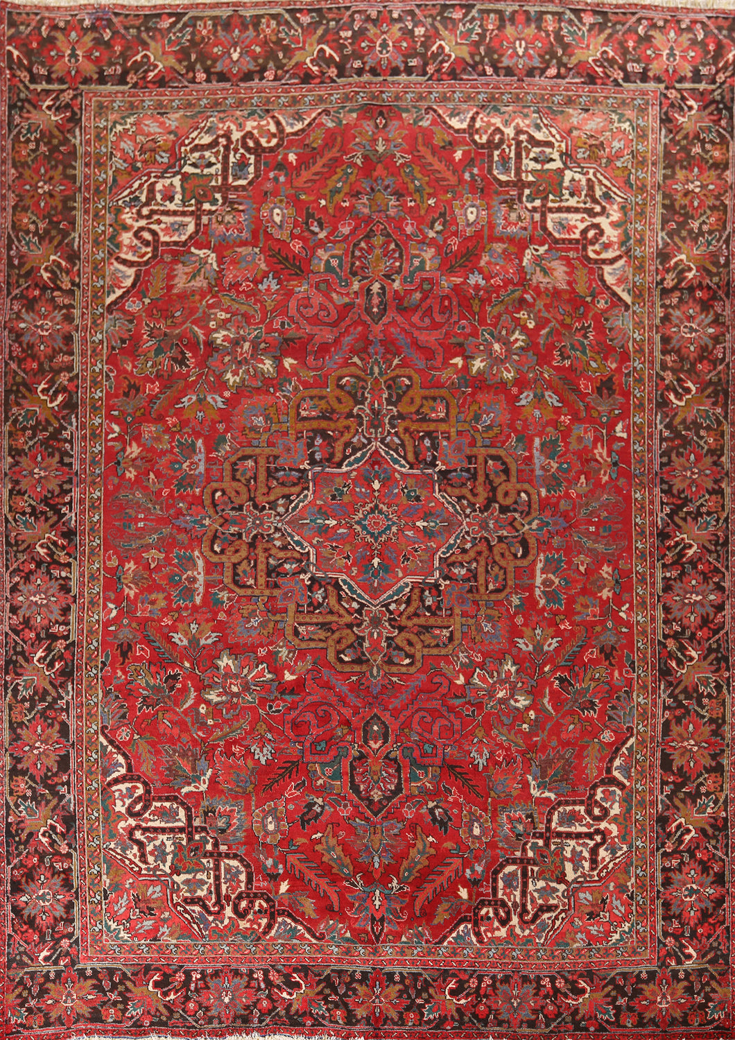 Handmade Geometric Heriz Persian Area Rug 10x13