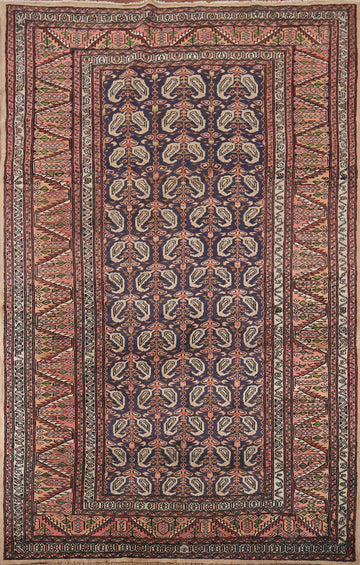 All-Over Wool Vintage Bokhara Oriental Accent Rug 4x6