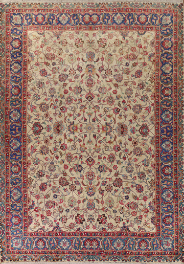 Handmade Floral Signed Kashmar Persian Area Rug 10x13