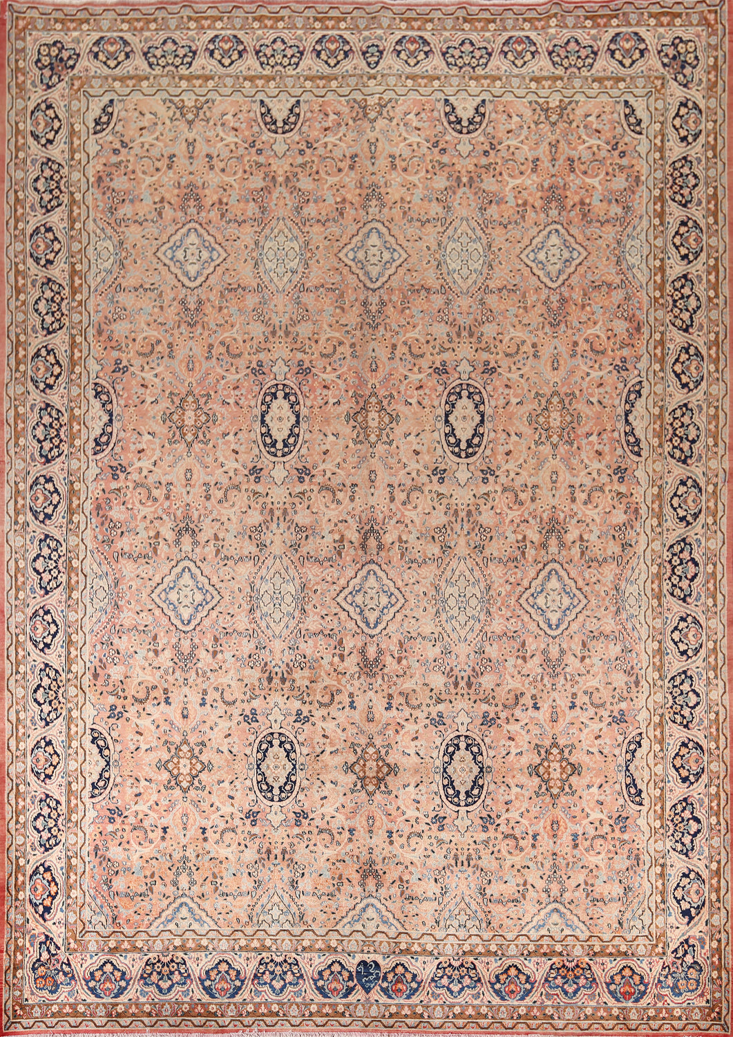 Handmade Wool Signed Kerman Persian Area Rug 10x13