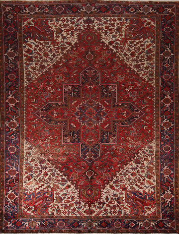 Vintage Geometric Heriz Persian Area Rug 10x13